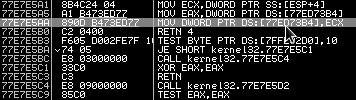 Finding the pointer to UnhandledExceptionFilter (0x77ed73b4)